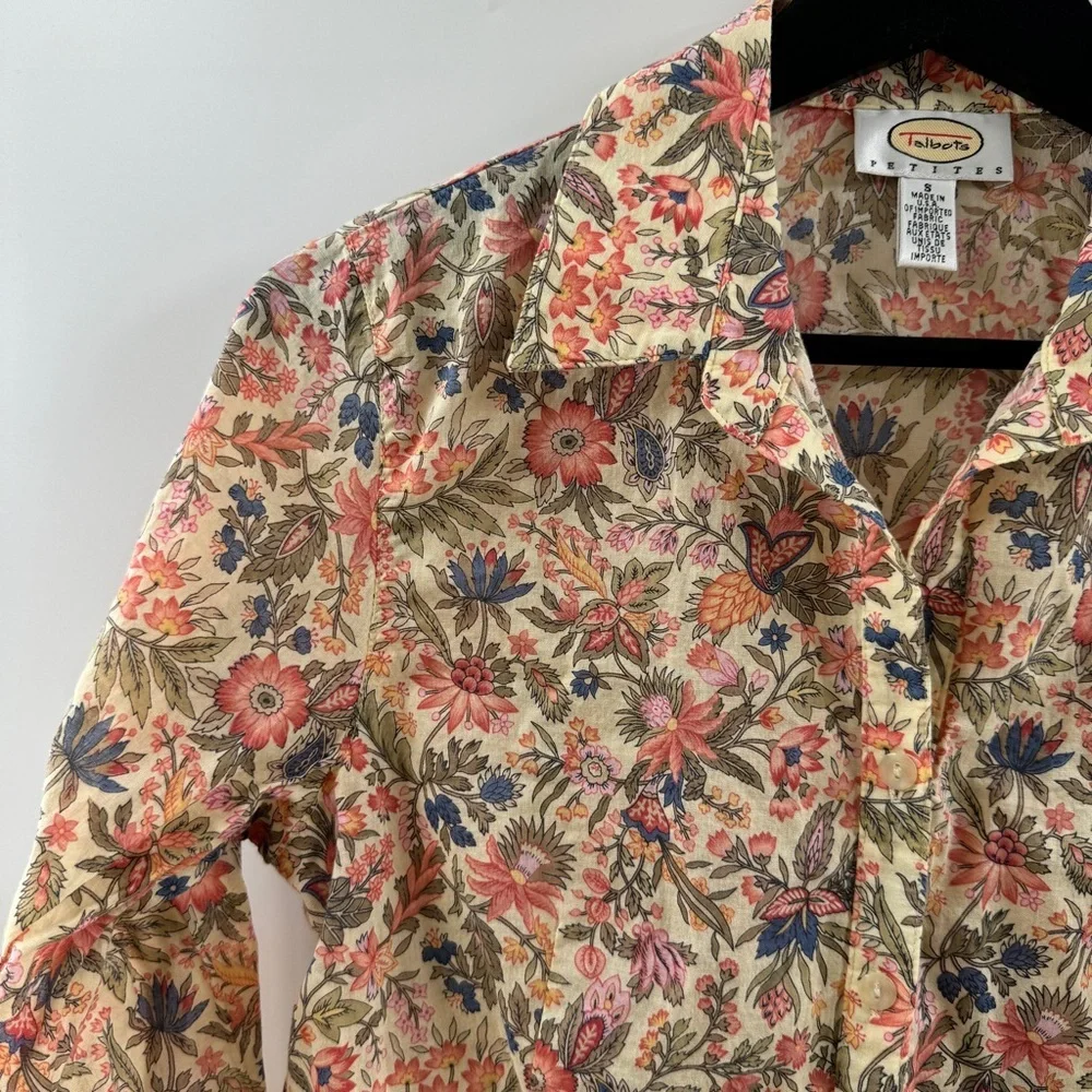 Talbots Petites Floral Button-Up Top – Women’s S